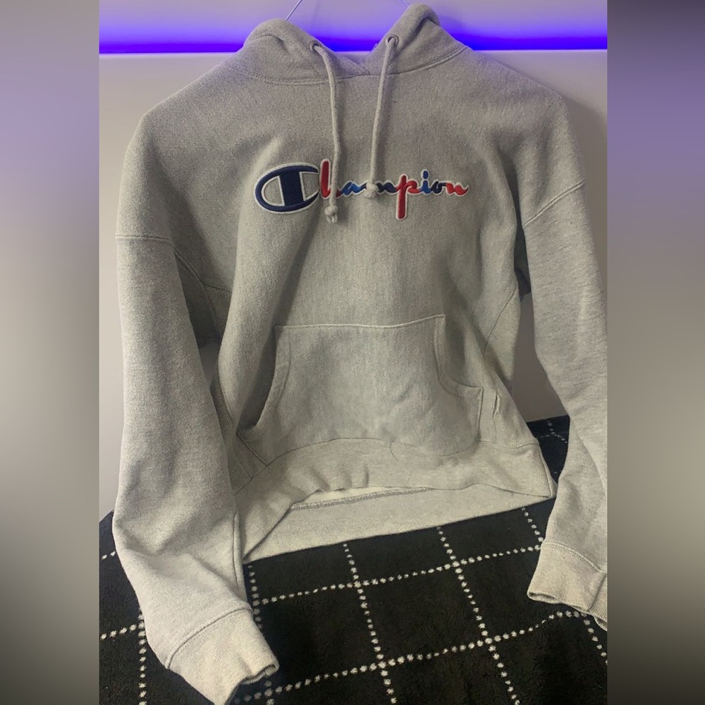 Light Grey Champion Hoodie for Women in Size Medium
